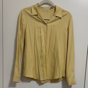 Ann Taylor Silk Butter Yellow Button Down